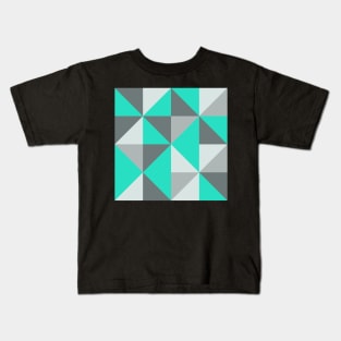 Aqua and Grey Retro Inspired Pattern Kids T-Shirt